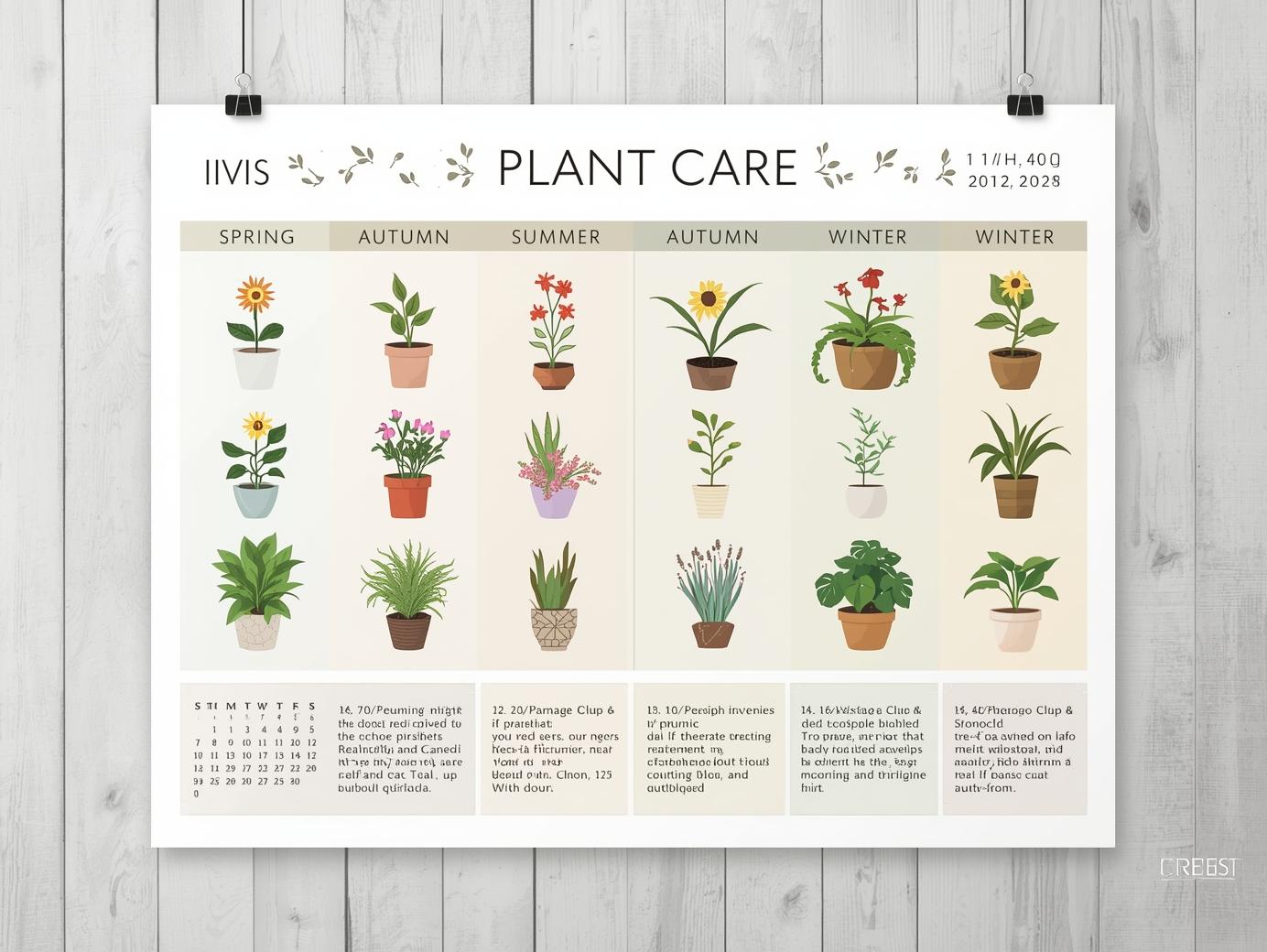 Seasonal plant care calendar with easy-to-follow schedule